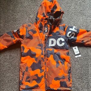 DC Vibrant Orange and Black Camouflage Waterproof Snow Jacket NWT